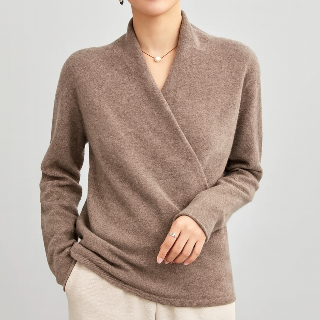 Lenora — Lightweight 100% Wool V-Neck Sweater with Relaxed Fit