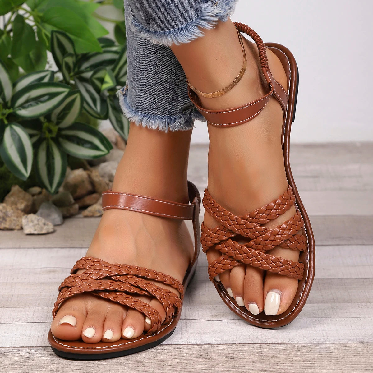Liora — Handcrafted Vegan Leather Sandals with Cushioned Sole