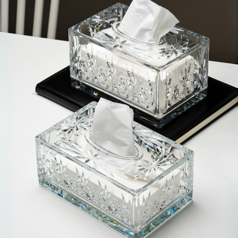 Valen — Faceted Acrylic Tissue Box with Crystal Detailing