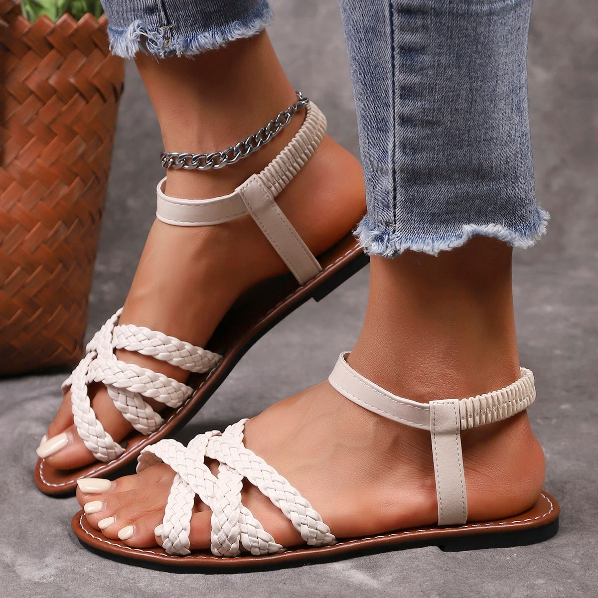 Liora — Handcrafted Vegan Leather Sandals with Cushioned Sole