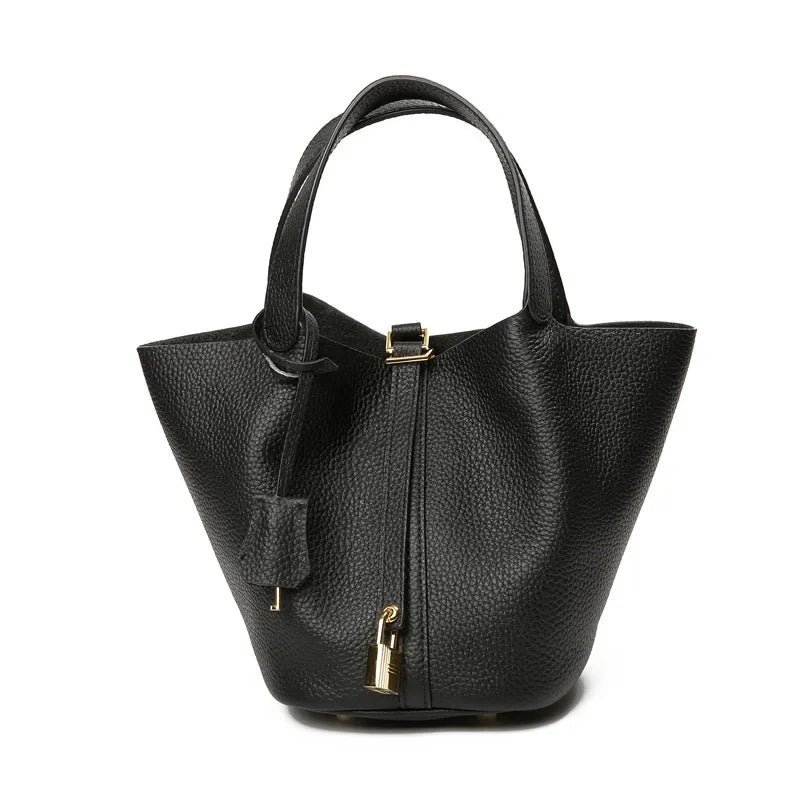 Liora — Handmade Full-Grain Leather Handbag with Zip Closure