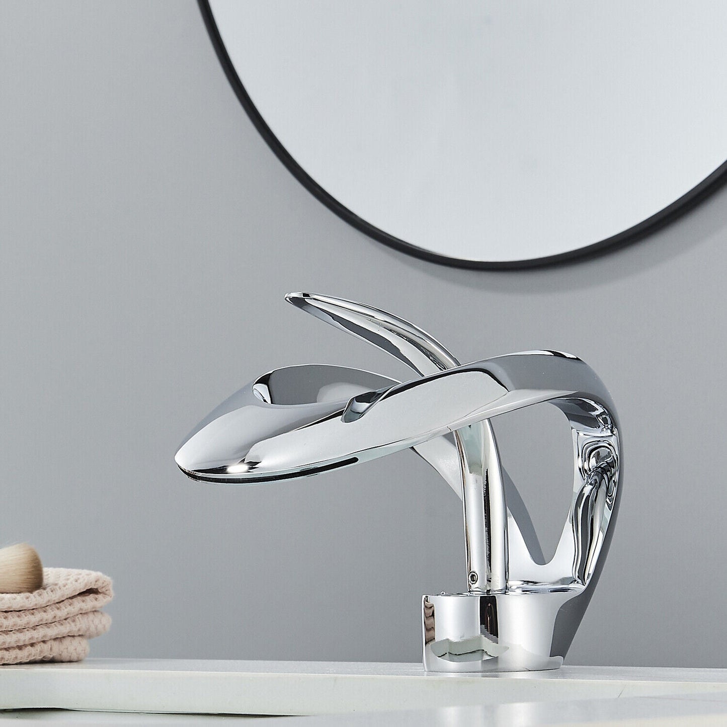 Odda — Modern Waterfall Bathroom Sink Faucet with Single Lever Design
