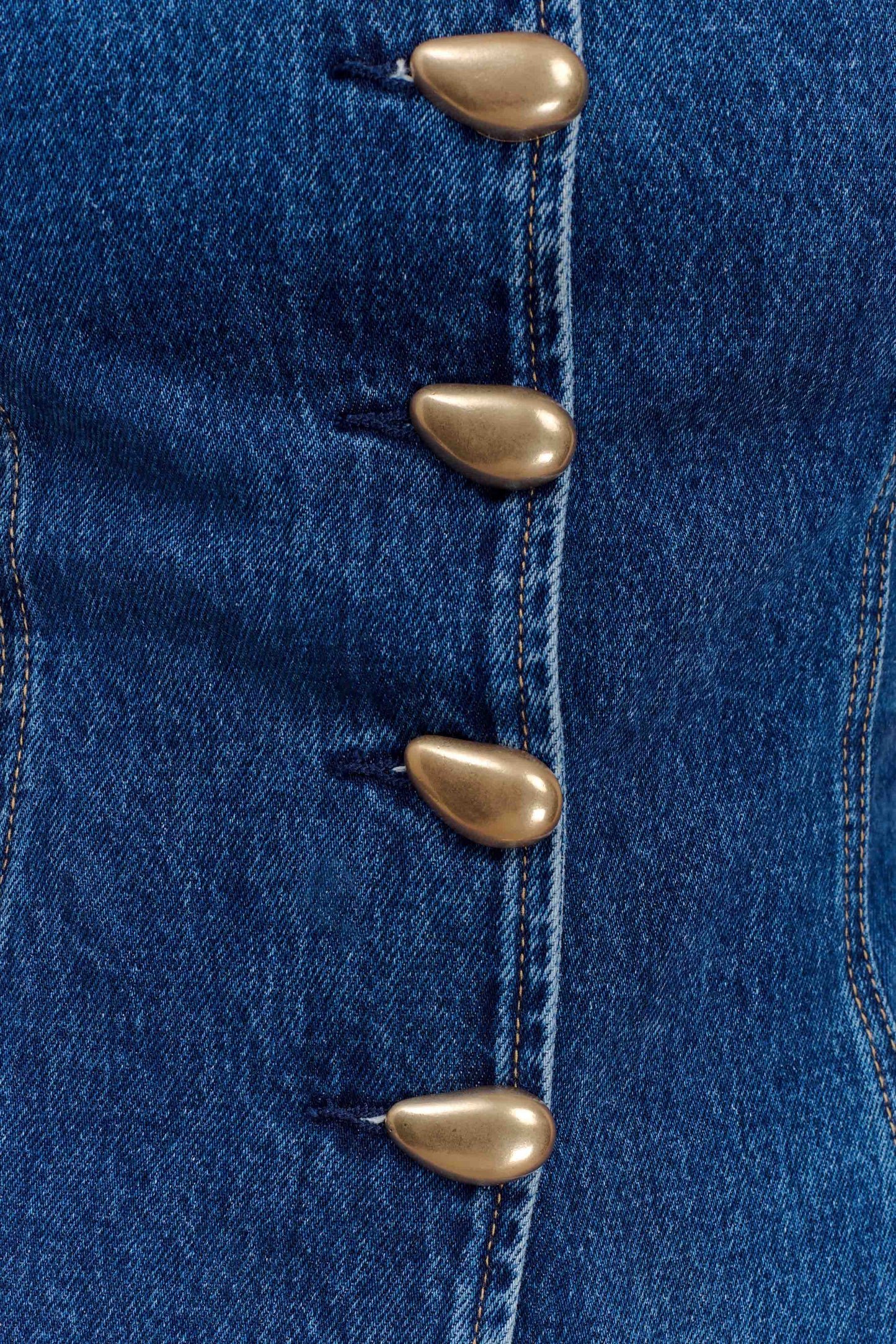 Veltrix Strapless Long Line Button Top - Dark Blue