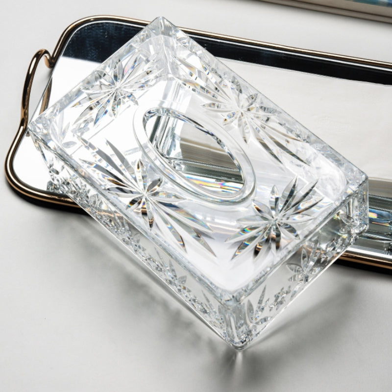 Valen — Faceted Acrylic Tissue Box with Crystal Detailing