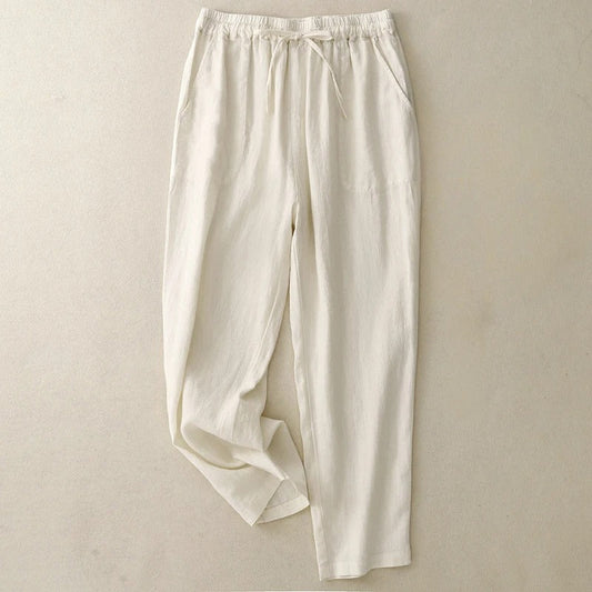 Elowen Linen Pants — Lightweight Breathable Pants with Adjustable Waist
