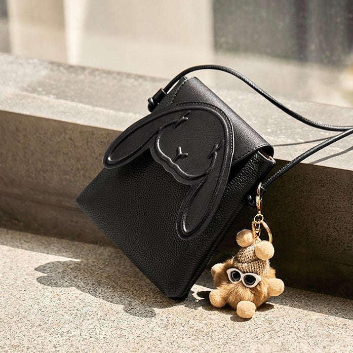 Liora — Women's Genuine Leather Mini Crossbody Phone Bag with Rabbit Design
