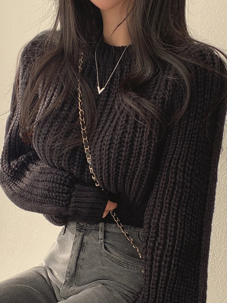 Liora — Vintage Lantern Sleeve Sweater with Loose Fit for Women