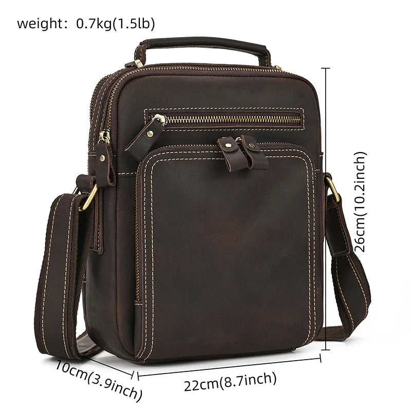 Logan Messenger — Full-Grain Leather Bag with Tablet Pocket