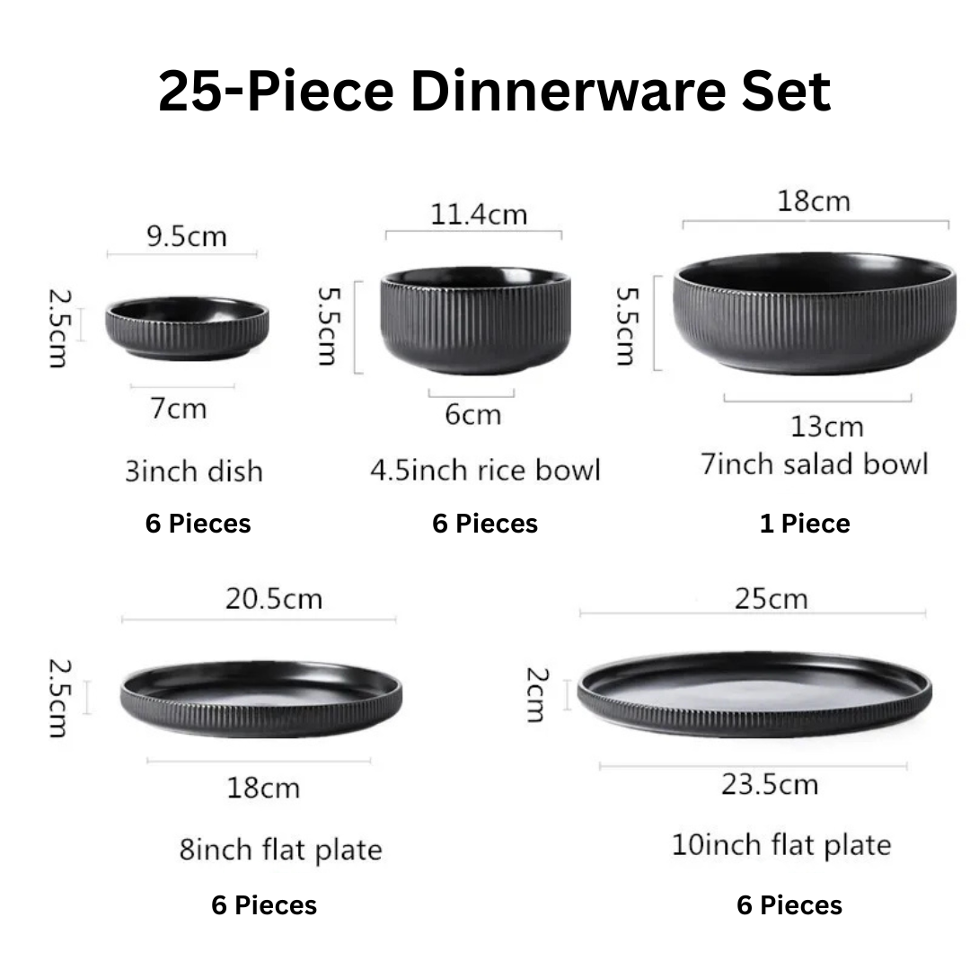 Caldara — Ribbed Ceramic Dinnerware Set with Matte Finish