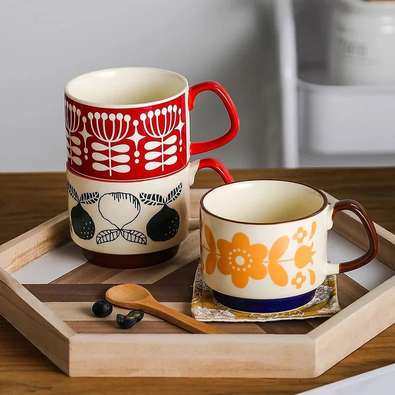 Marlowe Stack Mugs — Midcentury Ceramic Coffee Mugs with Space-Saving Design