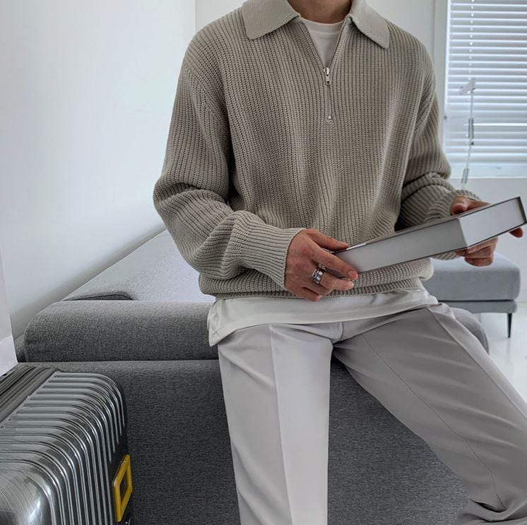 Norla — Knitted Half-Zip Sweater with Adjustable Collar