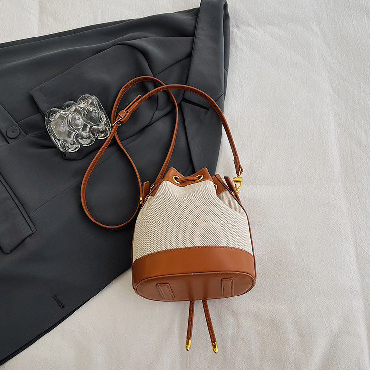 Oslen Canvas Bucket Bag — Lightweight Vegan Leather Trim Tote