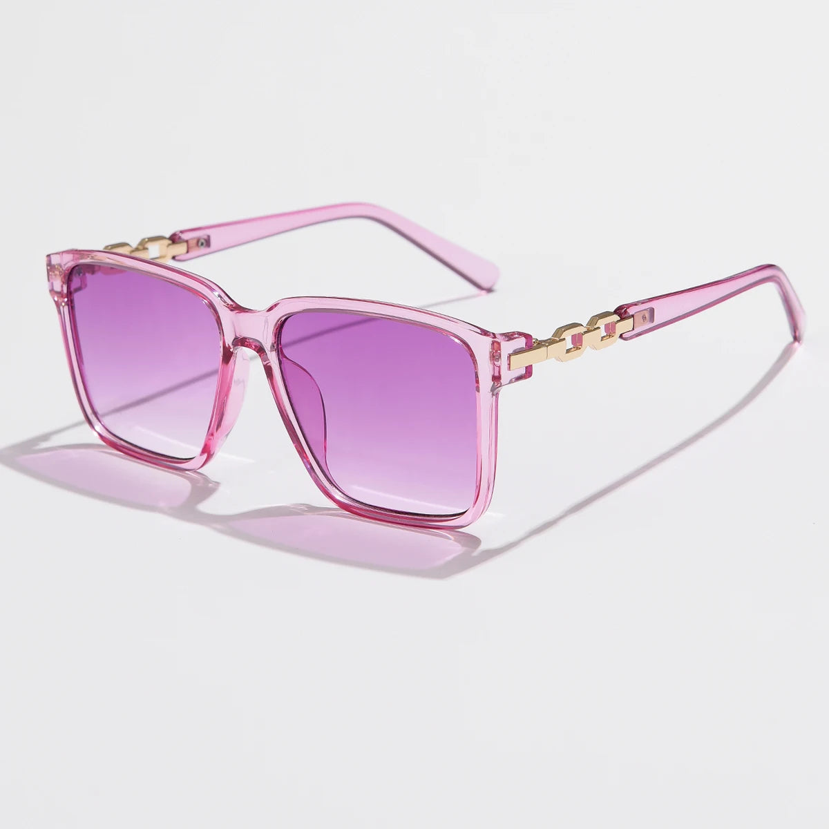 Selan — Oversized Square Sunglasses with Gold Chain-Link Arms