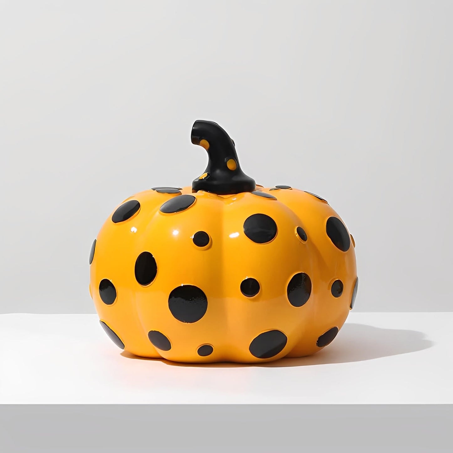 Liora — Polka Dot Resin Pumpkin Decor with Glossy Finish