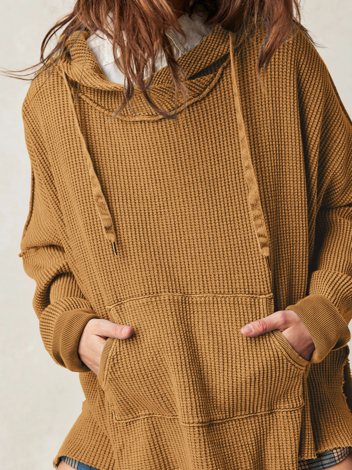 Soarion Waffle Hoodie — Oversized Soft Knit Pullover with Adjustable Hood