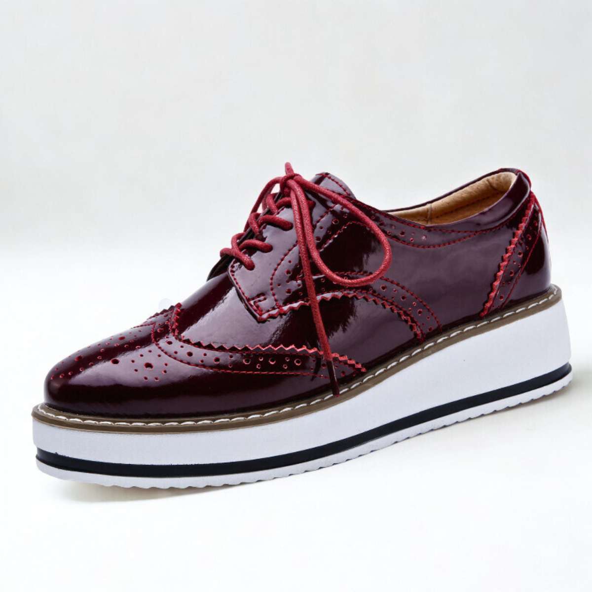 Avalen Platform Oxfords — Glossy Patent Leather Shoes with Chunky Sole