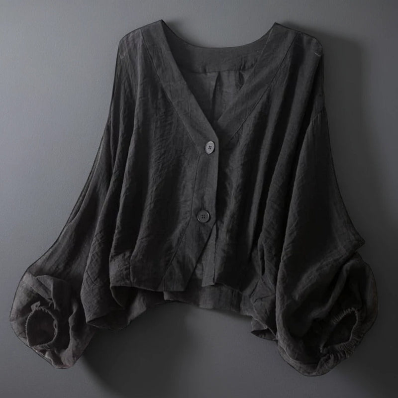 Liora — Soft Breathable Linen Blouse with Relaxed Batwing Fit