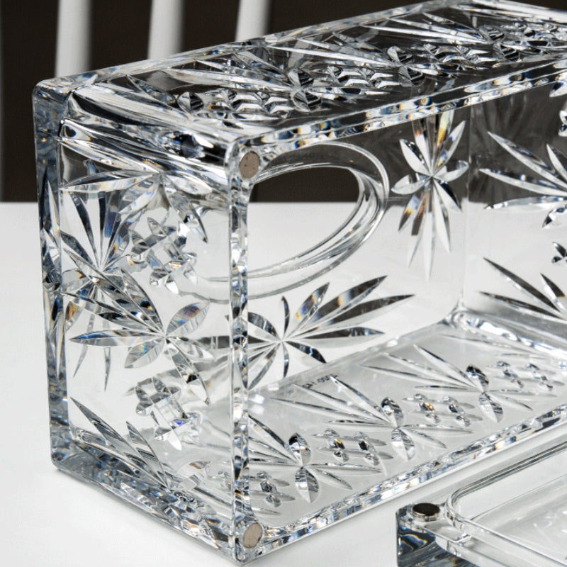 Valen — Faceted Acrylic Tissue Box with Crystal Detailing
