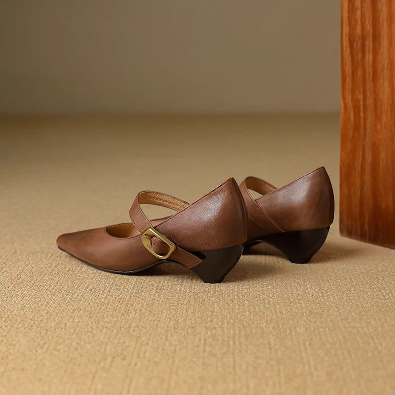 Liora — Genuine Leather Mary Jane Pumps with Cushioned Comfort