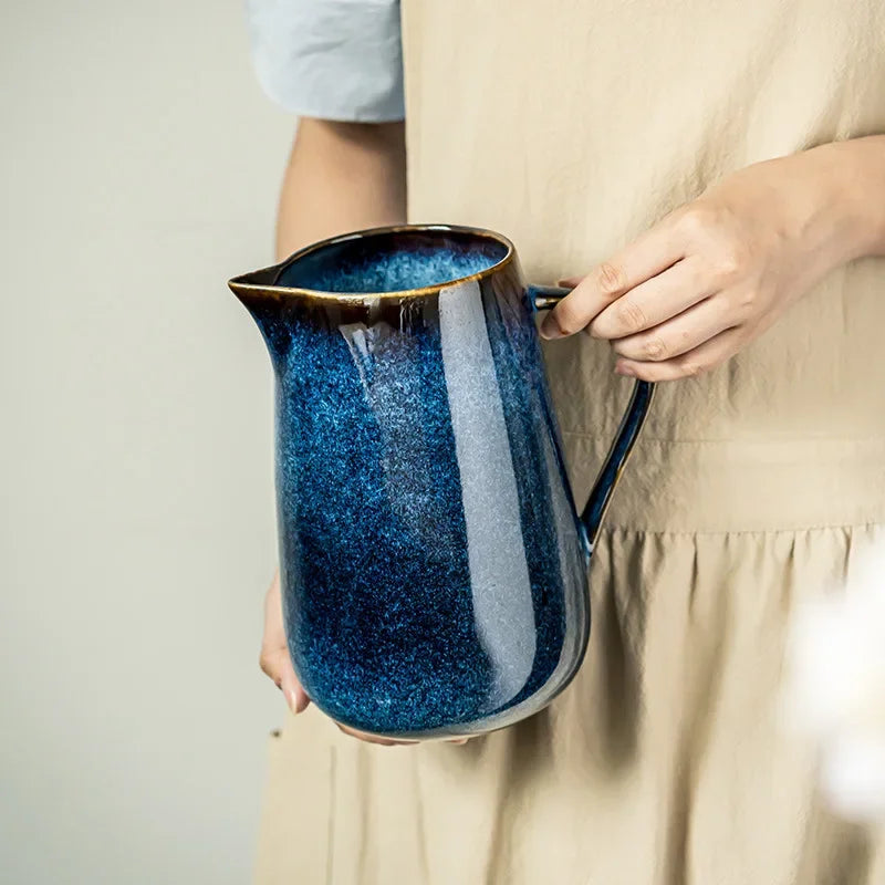 Calderin — Blue Ceramic Pitcher with Kiln-Fired Durable Glaze