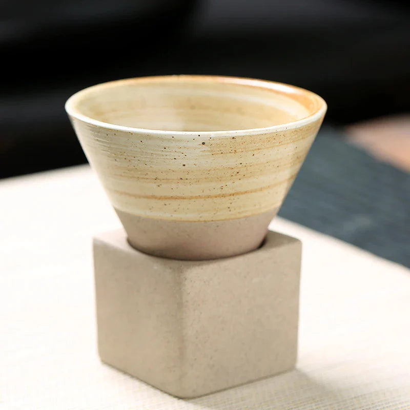 Lamara — Vintage Cone Shaped Ceramic Espresso Cups with Holder