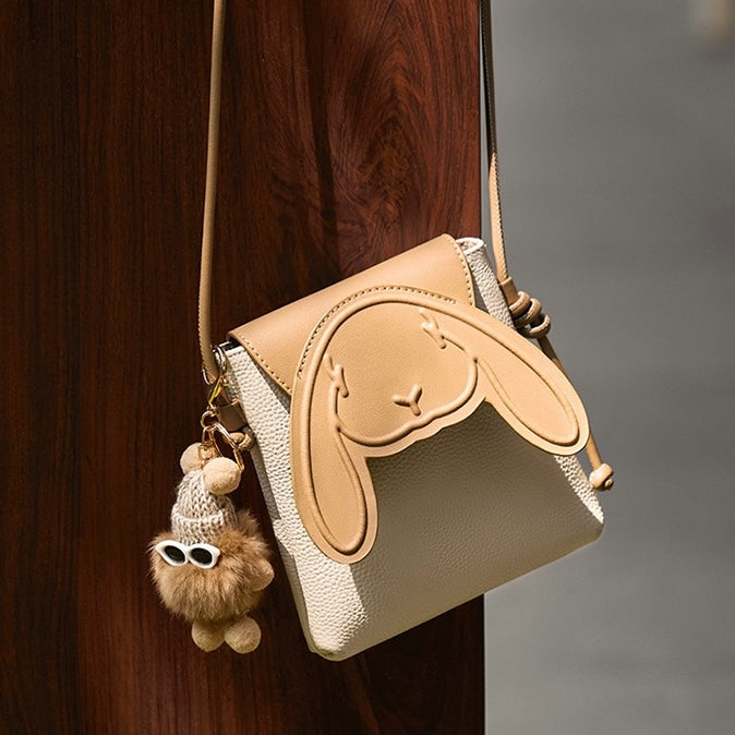 Liora — Women's Genuine Leather Mini Crossbody Phone Bag with Rabbit Design