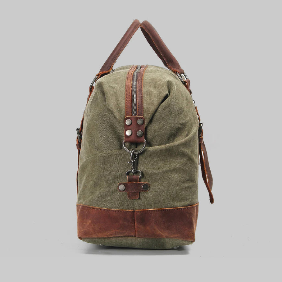 Soren — Durable Waxed Canvas Travel Duffle Bag with Leather Accents