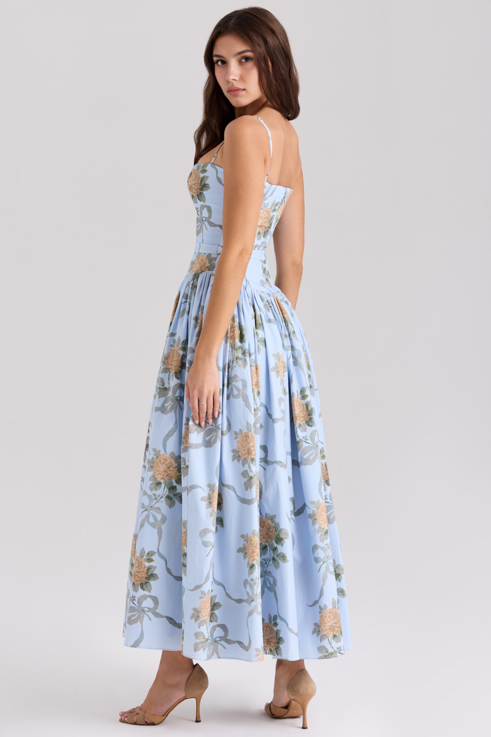 Norla — Cotton Midi Sundress with Vintage Rose Print