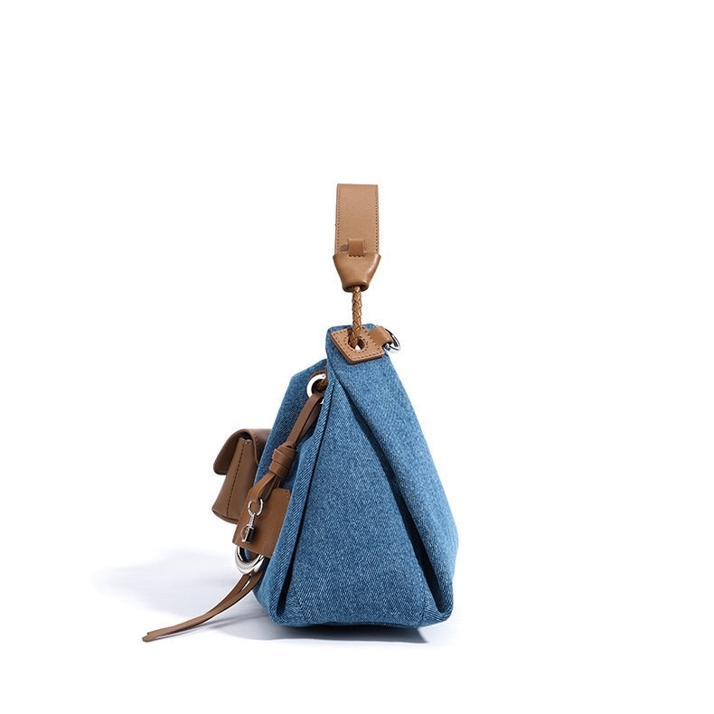 Arlenis — Women’s Genuine Leather and Denim Patchwork Hobo Bag