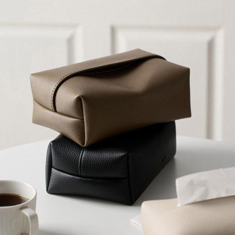 Larkon — Pebbled Faux Leather Tissue Holder with Minimalist Design