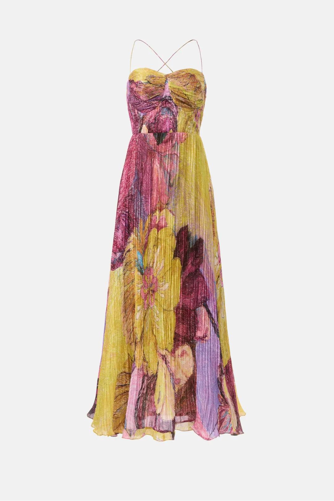 Zentara Multicolored Ikat Print Maxi Dress