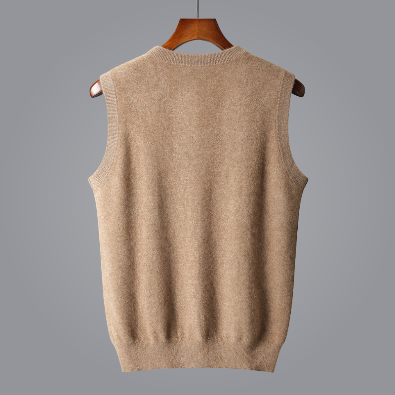 Lioren — Pure Cashmere V-Neck Vest with Tailored Fit