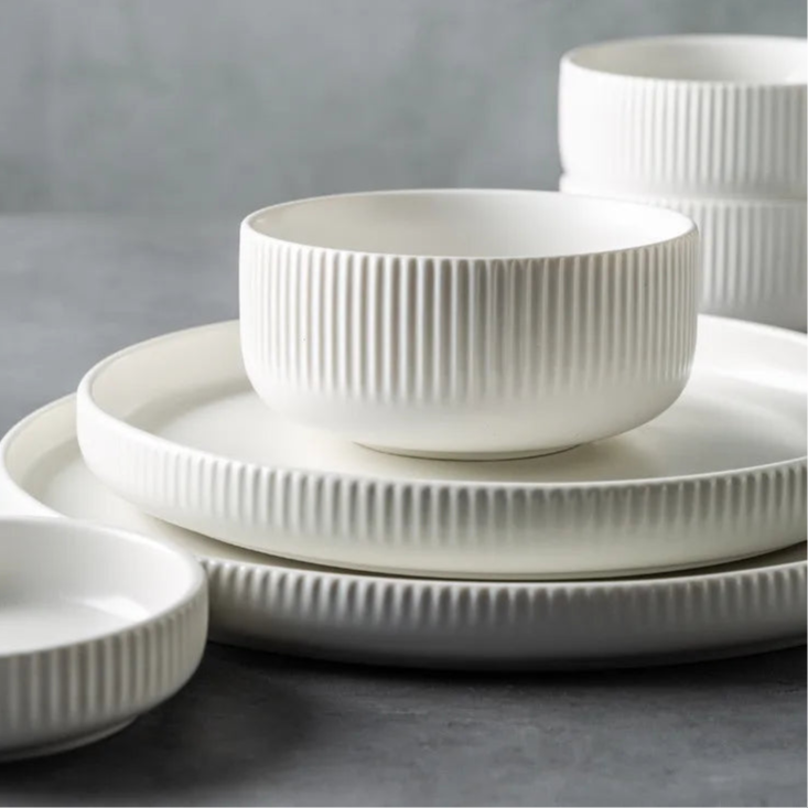 Caldara — Ribbed Ceramic Dinnerware Set with Matte Finish