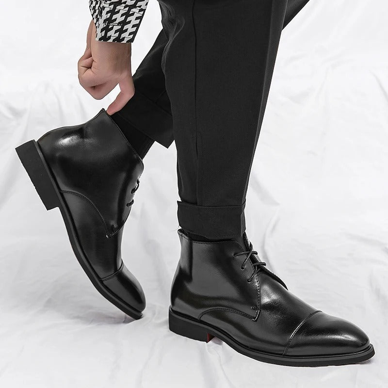 Marlowe — Men’s Polished Cap-Toe Dress Boots with Cushioned Comfort