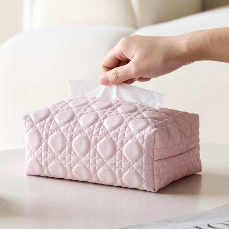 Velora — Quilted Faux Leather Tissue Holder with Modern Design
