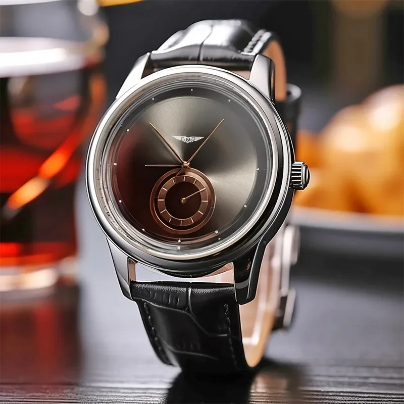 Talix — Dual Dial Leather Strap Watch with Swiss Quartz Movement