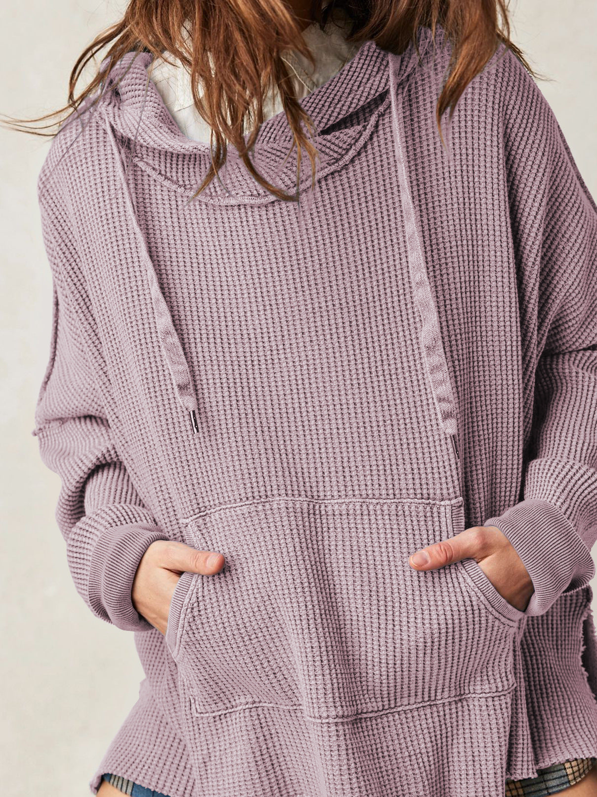 Soarion Waffle Hoodie — Oversized Soft Knit Pullover with Adjustable Hood