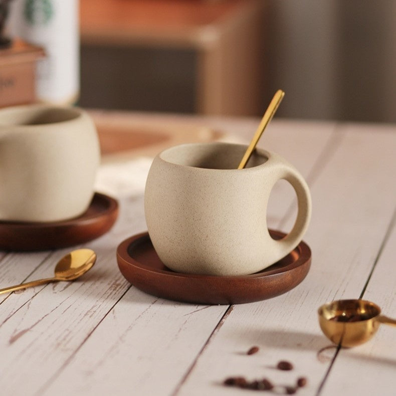 Norla — Handcrafted Ceramic Coffee Set with Bamboo Saucer