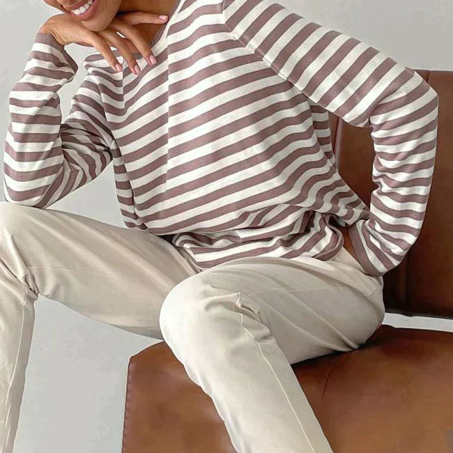 Niora — Organic Cotton Long Sleeve Shirt with Striped Design