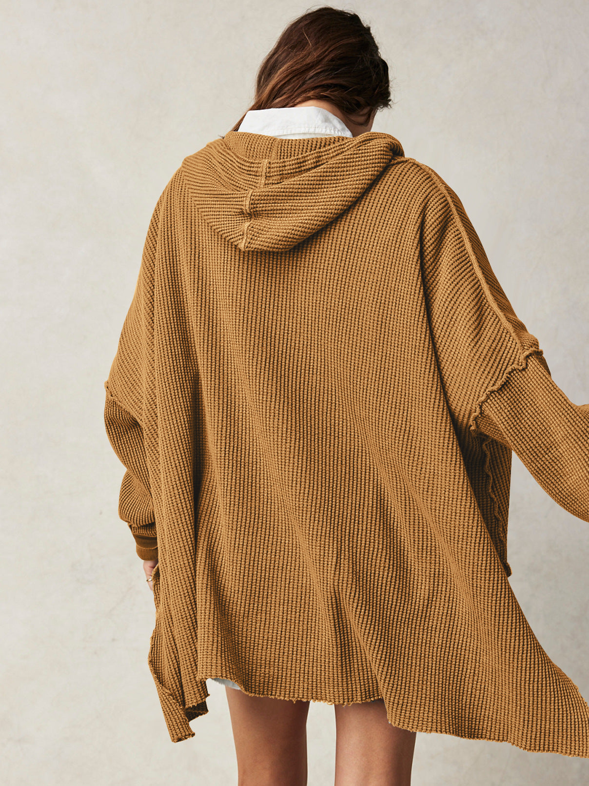 Soarion Waffle Hoodie — Oversized Soft Knit Pullover with Adjustable Hood
