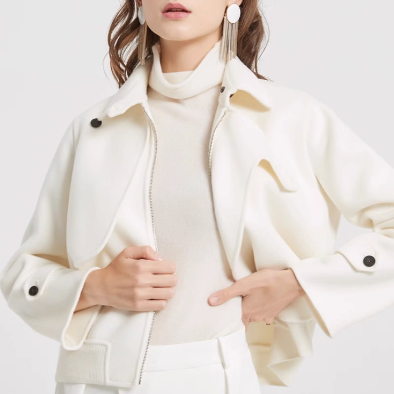 Brynna Wool Jacket — Cropped Wool Coat with Modern Structured Fit
