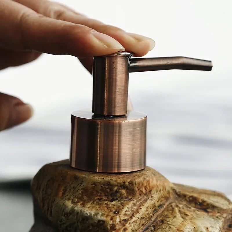 Kairo Stone Dispenser — Volcanic-Inspired Ceramic Soap Pump with Slip-Resistant Base