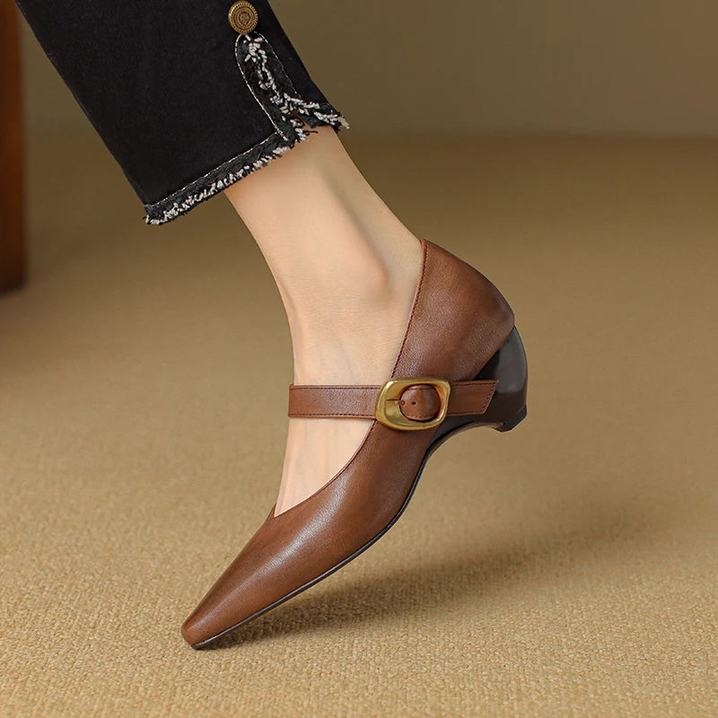 Liora — Genuine Leather Mary Jane Pumps with Cushioned Comfort