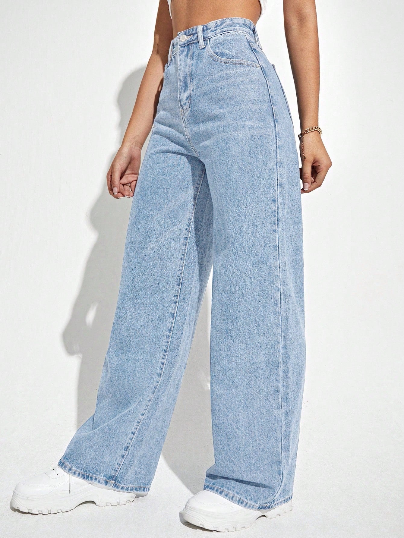 Marlenox — High-Rise Wide-Leg Denim Jeans with Soft Wash Finish