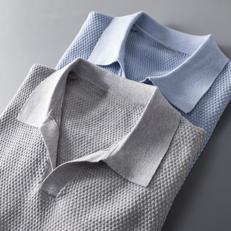 Elevian — Peruvian Cotton Knit Polo with Buttonless Johnny Collar