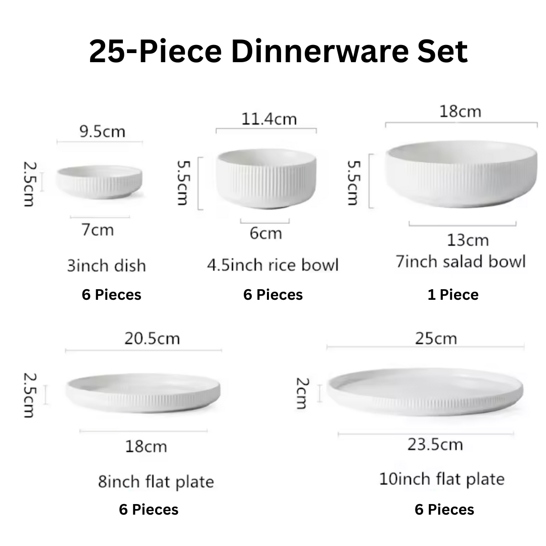 Caldara — Ribbed Ceramic Dinnerware Set with Matte Finish