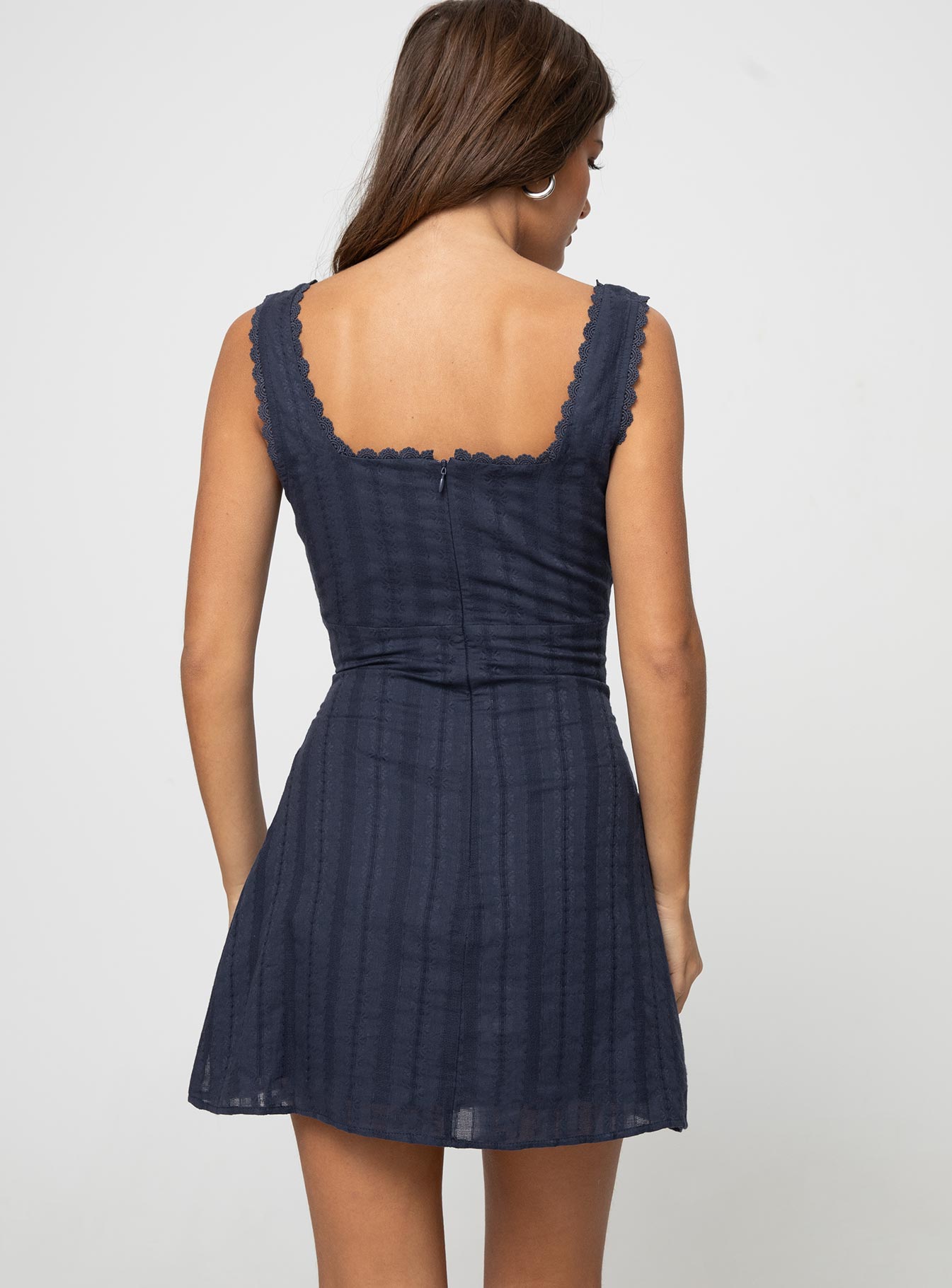 Liora — Elegant Lace-Trim Midi Dress with Adjustable Fit