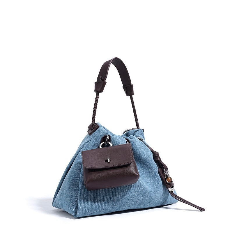 Arlenis — Women’s Genuine Leather and Denim Patchwork Hobo Bag