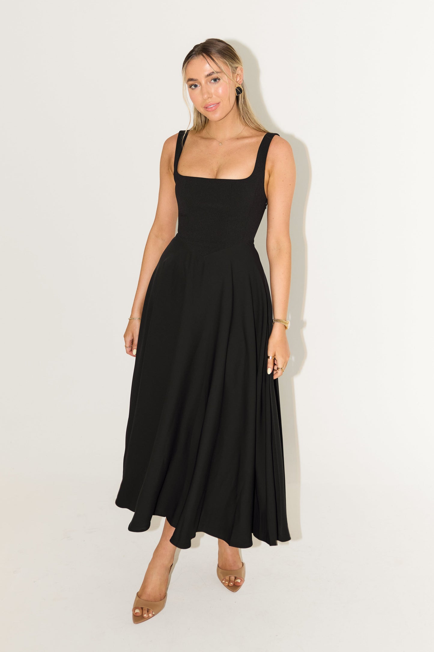 Celestara™ Flow Midi Dress — Own Every Room with Effortless, Jaw-Dropping Elegance