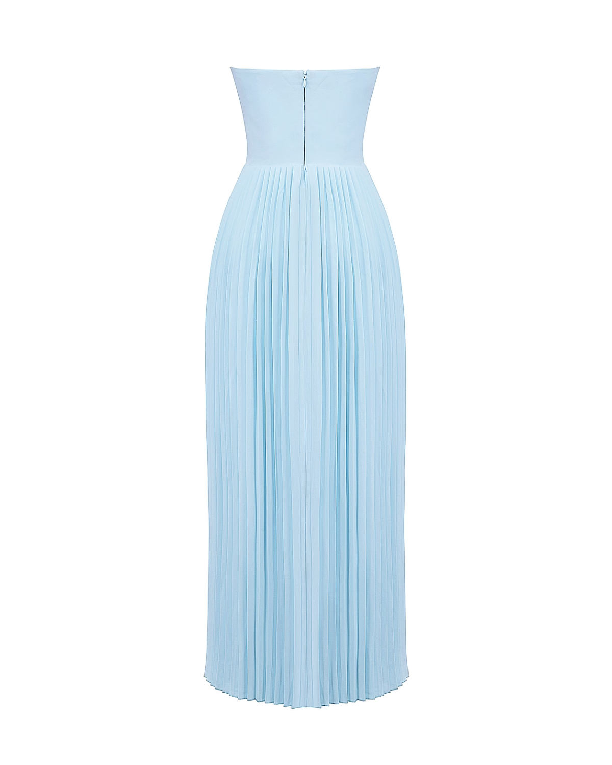 Erisca — Ocean Blue Pleated Maxi Dress with Structured Bodice
